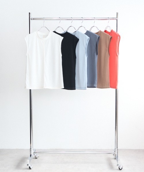 Muel Chic(ミュエルシック)の「Tao sleeveless CS タオノースリーブカットソー(Tシャツ/カットソー・レディース・グレー/ブラック/サックスブルー/モカ/オレンジ/ホワイト・FREE)」の7枚目の写真