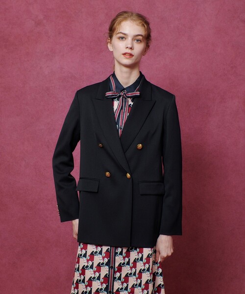 LOULOU WILLOUGHBY(ルルウィルビー)の「【LOULOU WILLOUGHBY】ウールチノダブルジャケット(テーラードジャケット・レディース・ベージュ/ブラック・2/1)」の6枚目の写真