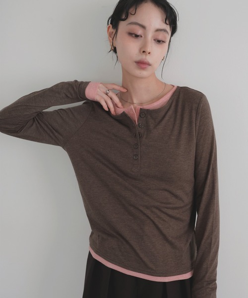 シアーヘンリーネックプルオーバー　ブラック ホームアイホーム ニット セーター 丸首 カジュアル ヘンリー