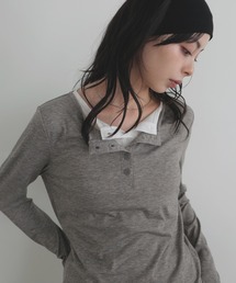 LIAN | バイカラーヘンリーネックプルオーバー【入荷禁止】(Tシャツ/カットソー)