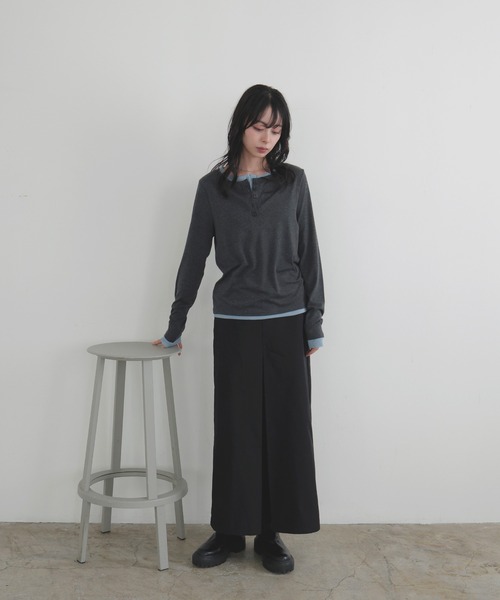 バイカラーヘンリーネックプルオーバー（Tシャツ/カットソー