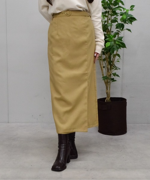 spiritoso(スピリトーゾ)の「【spiritoso】スリット入りラップタイトスカート(スカート・レディース・グリーン/ベージュ/ブラック・SMALL/MEDIUM)」の2枚目の写真