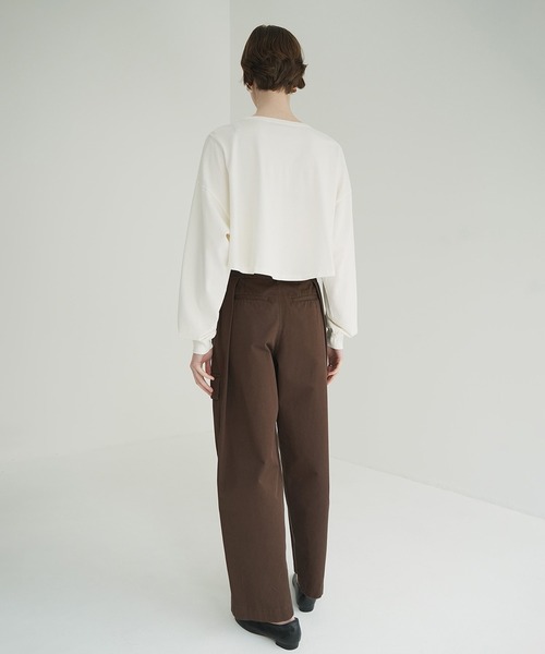 CLANE（クラネ）の「PIGMENT SHORT TOPS（Tシャツ/カットソー・レディース・チャコールグレー/ホワイト/パープル・1/2）」の6枚目の写真