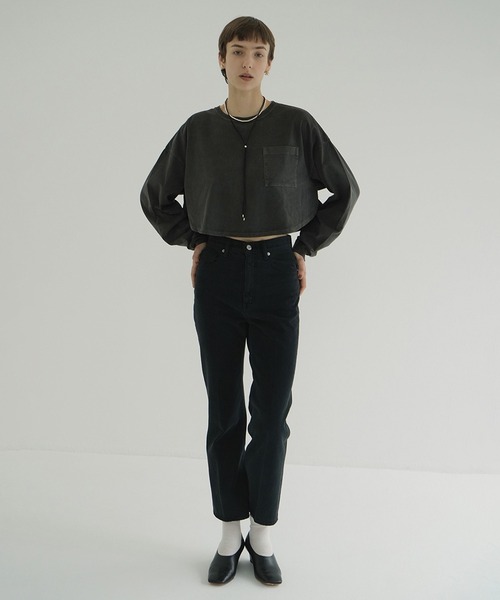 CLANE（クラネ）の「PIGMENT SHORT TOPS（Tシャツ/カットソー・レディース・チャコールグレー/ホワイト/パープル・1/2）」の14枚目の写真