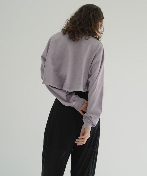 CLANE（クラネ）の「PIGMENT SHORT TOPS（Tシャツ/カットソー・レディース・チャコールグレー/ホワイト/パープル・1/2）」の19枚目の写真