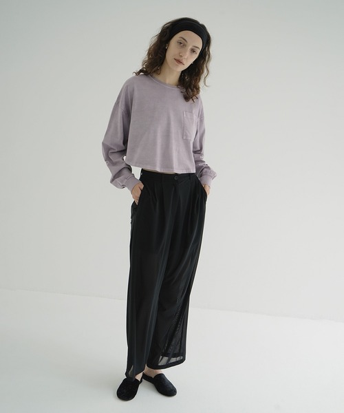 CLANE（クラネ）の「PIGMENT SHORT TOPS（Tシャツ/カットソー・レディース・チャコールグレー/ホワイト/パープル・1/2）」の20枚目の写真