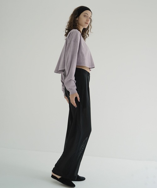 CLANE（クラネ）の「PIGMENT SHORT TOPS（Tシャツ/カットソー・レディース・チャコールグレー/ホワイト/パープル・1/2）」の21枚目の写真