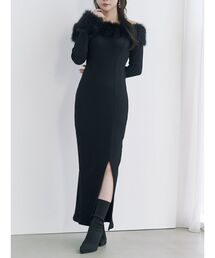 EATME | フェイクファーオフショルロングワンピース(ワンピース)