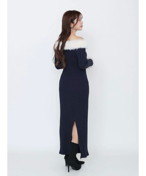 セール】フェイクファーオフショルロングワンピース（ワンピース