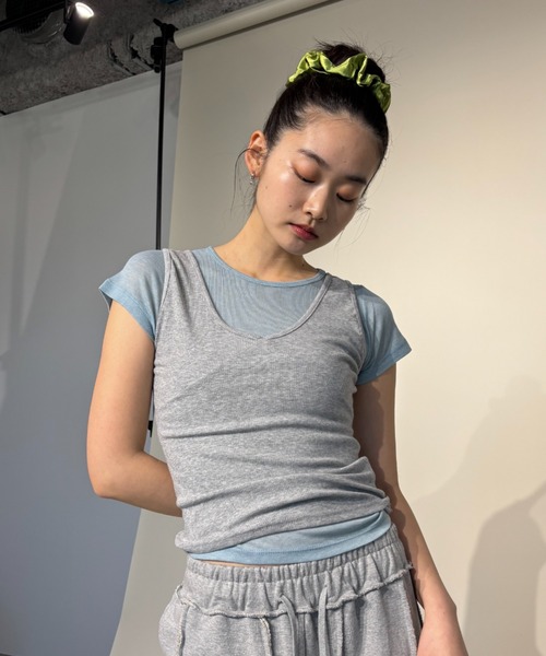 FUULLY STUDIO（フーリィーステューディオ）の「ビスチェライクレイヤードタンクトップ（タンクトップ・レディース・ブラック/イエロー/ダークブラウン/グレー・FREE）」の8枚目の写真