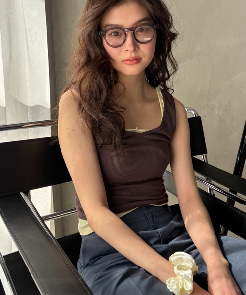 FUULLY STUDIO（フーリィーステューディオ）の「ビスチェライクレイヤードタンクトップ（タンクトップ・レディース・ブラック/イエロー/ダークブラウン/グレー・FREE）」の10枚目の写真