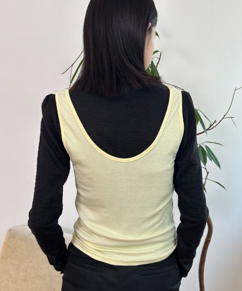 FUULLY STUDIO（フーリィーステューディオ）の「ビスチェライクレイヤードタンクトップ（タンクトップ・レディース・ブラック/イエロー/ダークブラウン/グレー・FREE）」の12枚目の写真