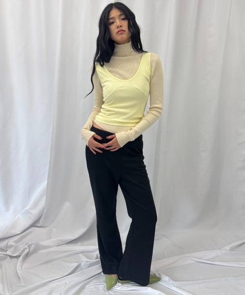 FUULLY STUDIO（フーリィーステューディオ）の「ビスチェライクレイヤードタンクトップ（タンクトップ・レディース・ブラック/イエロー/ダークブラウン/グレー・FREE）」の19枚目の写真