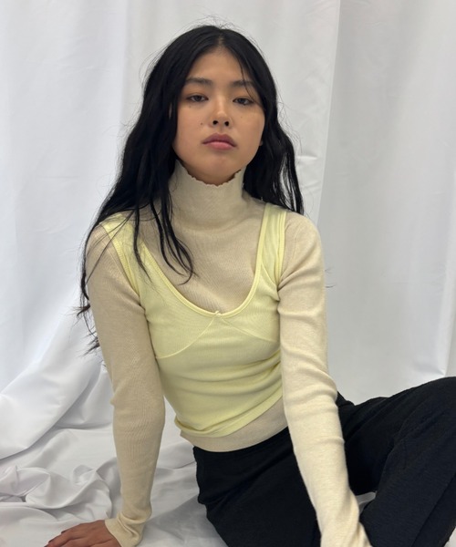 FUULLY STUDIO（フーリィーステューディオ）の「ビスチェライクレイヤードタンクトップ（タンクトップ・レディース・ブラック/イエロー/ダークブラウン/グレー・FREE）」の18枚目の写真