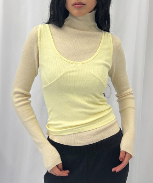 FUULLY STUDIO（フーリィーステューディオ）の「ビスチェライクレイヤードタンクトップ（タンクトップ・レディース・ブラック/イエロー/ダークブラウン/グレー・FREE）」の16枚目の写真