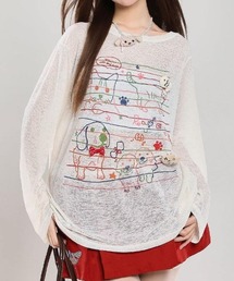 英字プリントシアーロングTシャツ