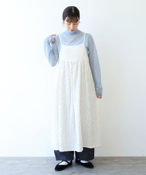 yuni（ユニ　）の「hana dot ジャカード キャミソールワンピース（ジャンパースカート・レディース・ブラック/アイボリー・FREE）」の21枚目の写真