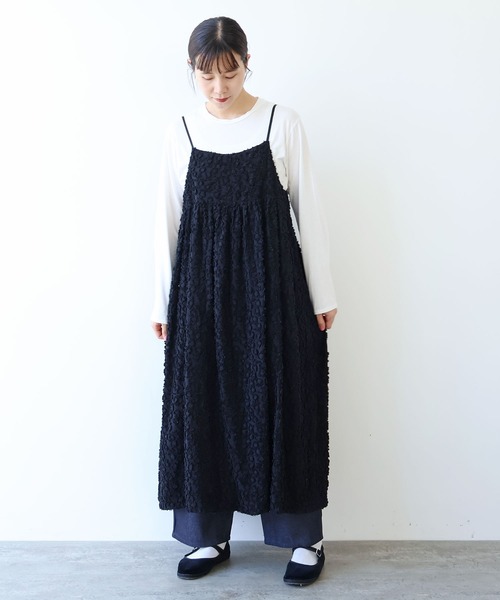 yuni（ユニ　）の「hana dot ジャカード キャミソールワンピース（ジャンパースカート・レディース・ブラック/アイボリー・FREE）」の14枚目の写真