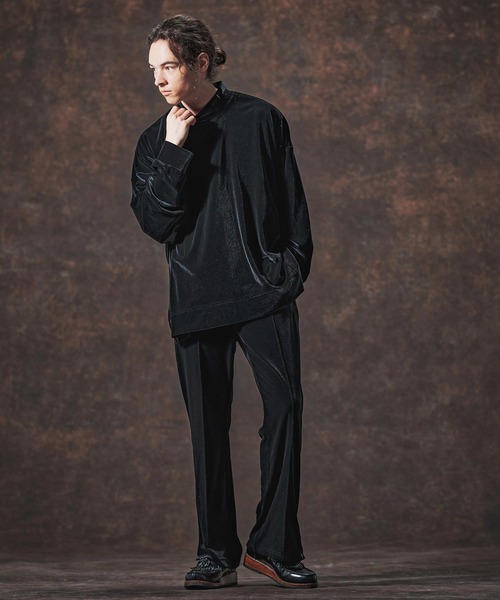 Jih Nunc(ジーヌンク)の「mlt5359-ストレッチベロアモックネックカットソー(JIH-R1124)(Tシャツ/カットソー・メンズ・ブラック/ブラウン/パープル・M/S/L)」の7枚目の写真