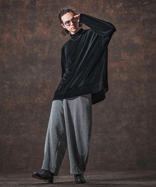 Jih Nunc(ジーヌンク)の「mlt5359-ストレッチベロアモックネックカットソー(JIH-R1124)(Tシャツ/カットソー・メンズ・ブラック/ブラウン/パープル・M/S/L)」の9枚目の写真