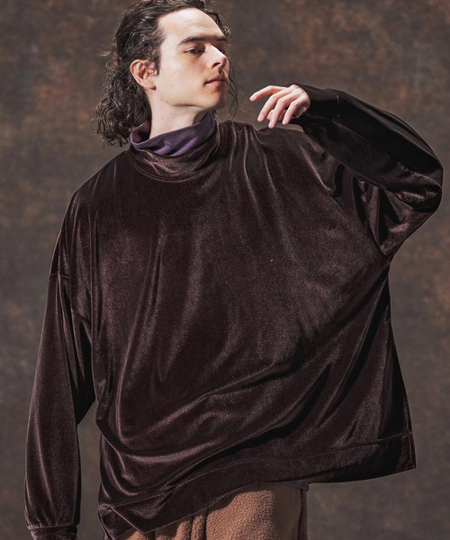 Jih Nunc(ジーヌンク)の「mlt5359-ストレッチベロアモックネックカットソー(JIH-R1124)(Tシャツ/カットソー・メンズ・ブラック/ブラウン/パープル・M/S/L)」の11枚目の写真