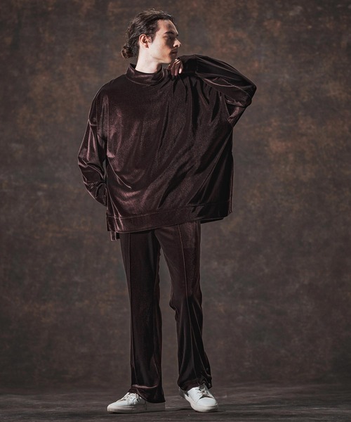 Jih Nunc(ジーヌンク)の「mlt5359-ストレッチベロアモックネックカットソー(JIH-R1124)(Tシャツ/カットソー・メンズ・ブラック/ブラウン/パープル・M/S/L)」の16枚目の写真