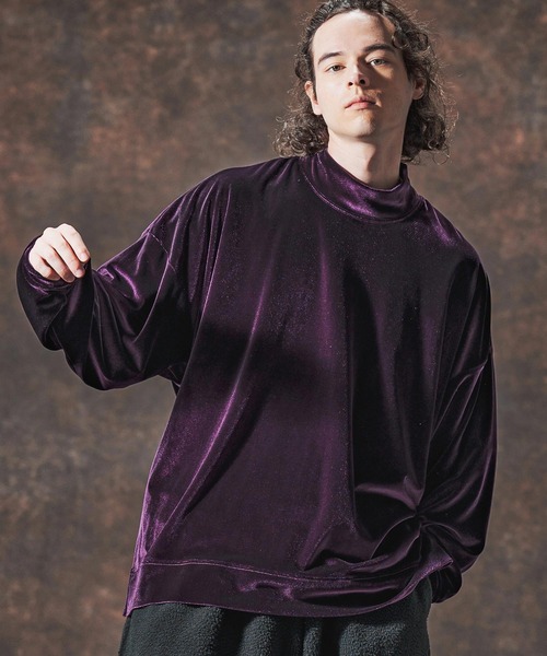 Jih Nunc(ジーヌンク)の「mlt5359-ストレッチベロアモックネックカットソー(JIH-R1124)(Tシャツ/カットソー・メンズ・ブラック/ブラウン/パープル・M/S/L)」の20枚目の写真