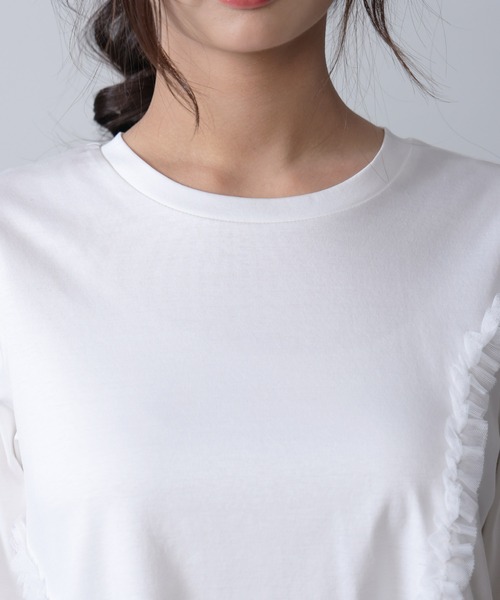 PICCIN PERLA(ピッチンペルラ)の「チュールフリルプルオーバー(Tシャツ/カットソー・レディース・オフホワイト/ブラック・M)」の3枚目の写真