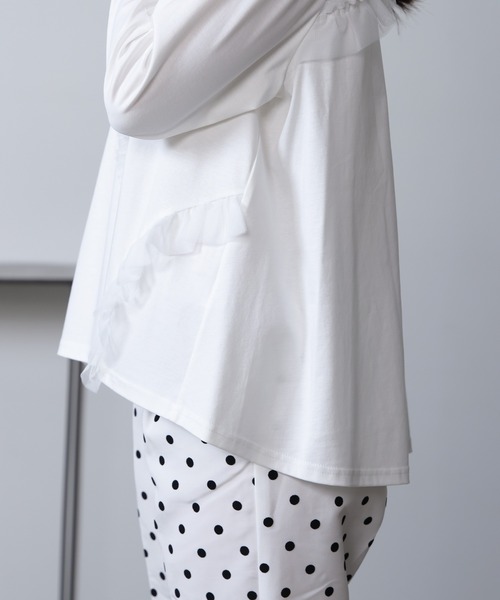 PICCIN PERLA(ピッチンペルラ)の「チュールフリルプルオーバー(Tシャツ/カットソー・レディース・オフホワイト/ブラック・M)」の6枚目の写真
