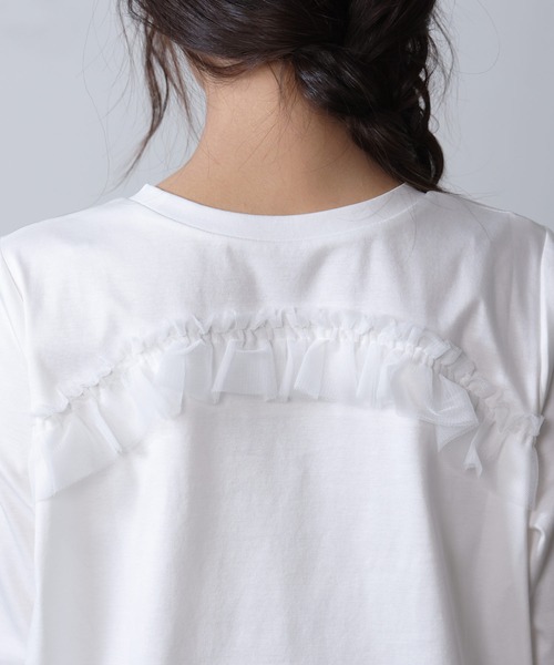 PICCIN PERLA(ピッチンペルラ)の「チュールフリルプルオーバー(Tシャツ/カットソー・レディース・オフホワイト/ブラック・M)」の4枚目の写真