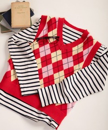 CHILD WOMAN | メリノウール アーガイルⅤネックベスト(ベスト)