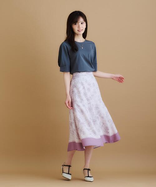 水色フラワープリントフレアスカート フラワープリントフレアスカート | JILL by JILL STUART（ジル