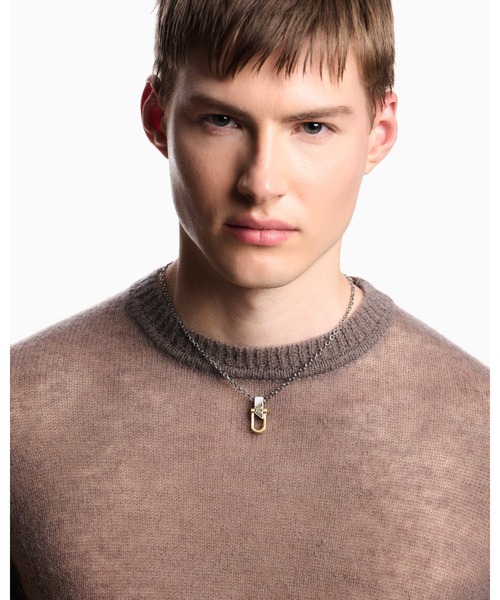 EMPORIO ARMANI(エンポリオアルマーニ)の「【エンポリオ アルマーニ】イーグルロゴ ペンダントネックレス ツートーン ステンレススチール(ネックレス・メンズ・その他1・FREE)」の1枚目の写真