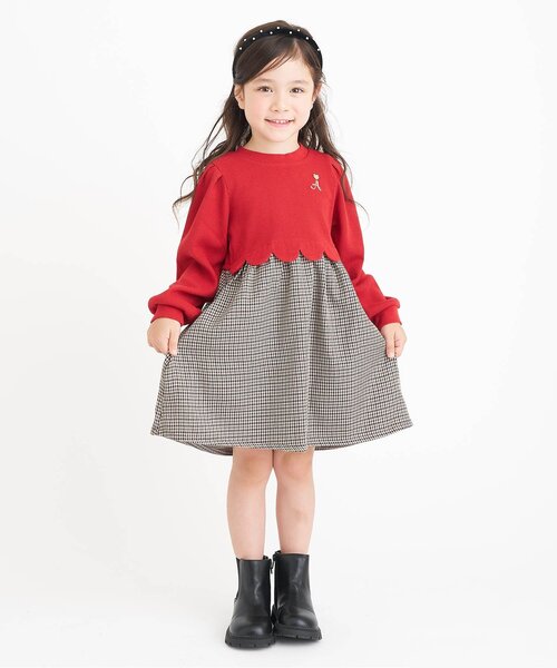 apres les cours（アプレレクール）の「【新色追加/リンク/WEB限定】スカラップドッキングワンピース_ジュニア対応（ワンピース・キッズ・ブラック/インディゴブルー/アイボリー/チェック/レッド/その他3/ピンク/ミント・90/100/110/120/80/130/140）」の12枚目の写真