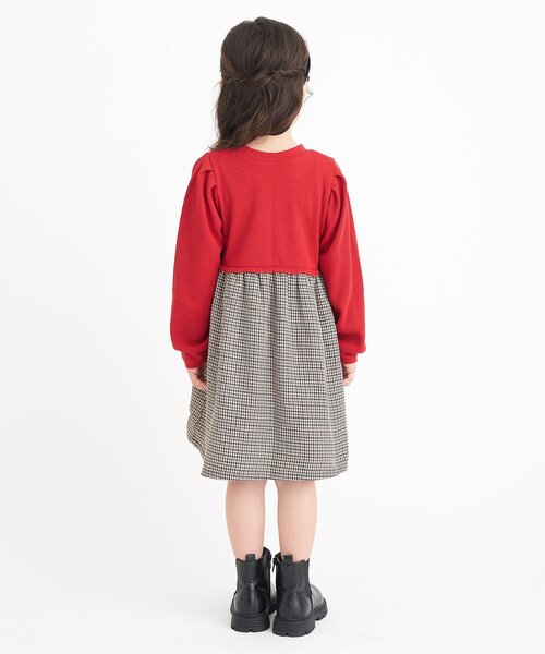 apres les cours（アプレレクール）の「【新色追加/リンク/WEB限定】スカラップドッキングワンピース_ジュニア対応（ワンピース・キッズ・ブラック/インディゴブルー/アイボリー/チェック/レッド/その他3/ピンク/ミント・90/100/110/120/80/130/140）」の13枚目の写真