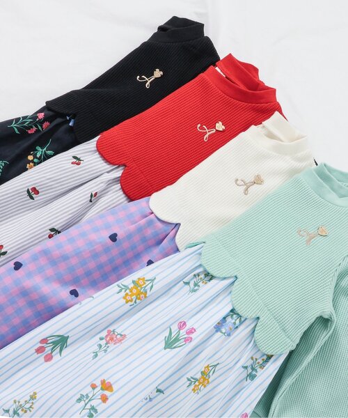 apres les cours（アプレレクール）の「【新色追加/リンク/WEB限定】スカラップドッキングワンピース_ジュニア対応（ワンピース・キッズ・ブラック/インディゴブルー/アイボリー/チェック/レッド/その他3/ピンク/ミント・90/100/110/120/80/130/140）」の18枚目の写真