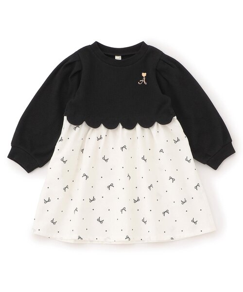 apres les cours（アプレレクール）の「【新色追加/リンク/WEB限定】スカラップドッキングワンピース_ジュニア対応（ワンピース・キッズ・ブラック/インディゴブルー/アイボリー/チェック/レッド/その他3/ピンク/ミント・90/100/110/120/80/130/140）」の21枚目の写真