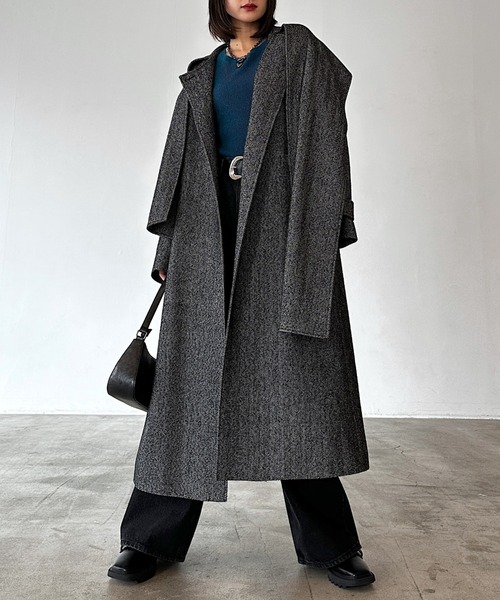 PAGEBOY（ページボーイ）の「ウールコンヘリンボーンコート（チェスターコート・レディース・ブラック系その他/ブラウン系その他・FREE）」の2枚目の写真