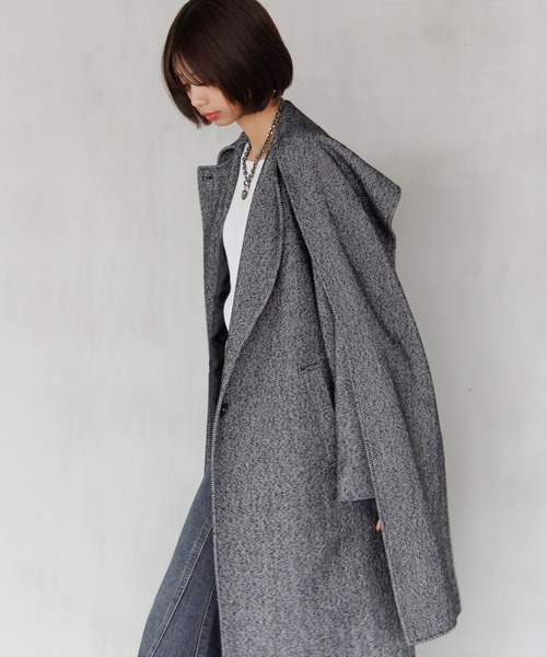 PAGEBOY（ページボーイ）の「ウールコンヘリンボーンコート（チェスターコート・レディース・ブラック系その他/ブラウン系その他・FREE）」の6枚目の写真