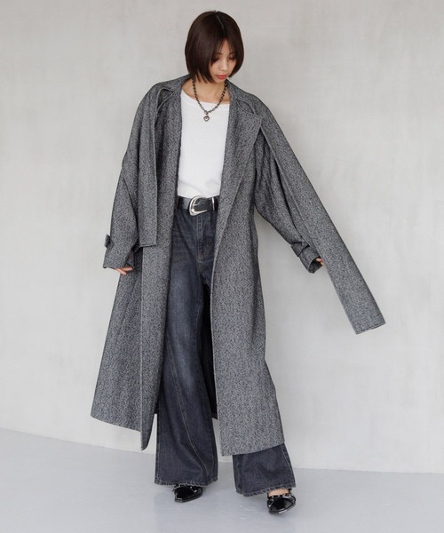 PAGEBOY（ページボーイ）の「ウールコンヘリンボーンコート（チェスターコート・レディース・ブラック系その他/ブラウン系その他・FREE）」の4枚目の写真