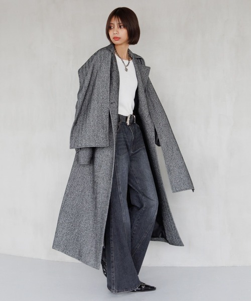 PAGEBOY（ページボーイ）の「ウールコンヘリンボーンコート（チェスターコート・レディース・ブラック系その他/ブラウン系その他・FREE）」の3枚目の写真