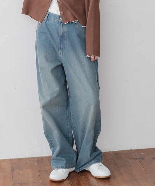 Honeys（ハニーズ）の「ストレートパンツ（股下６３ｃｍ）（デニムパンツ・レディース・ブルー系その他/グレー/ブルー系その他3/ライトグレー・3L/L/LL/M/S/SS）」の4枚目の写真