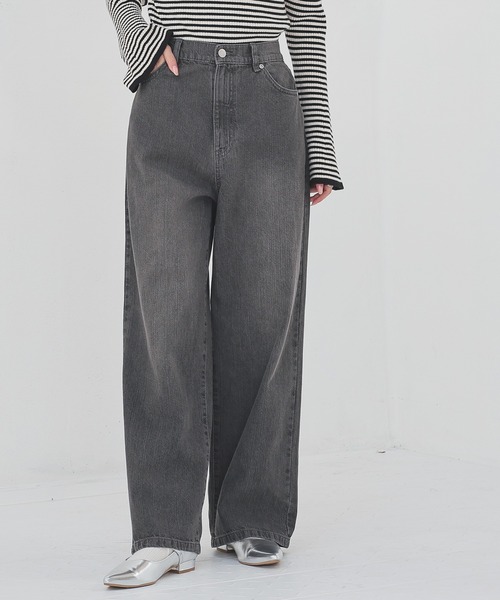 Honeys（ハニーズ）の「ストレートパンツ（股下６３ｃｍ）（デニムパンツ・レディース・ブルー系その他/グレー/ブルー系その他3/ライトグレー・3L/L/LL/M/S/SS）」の3枚目の写真