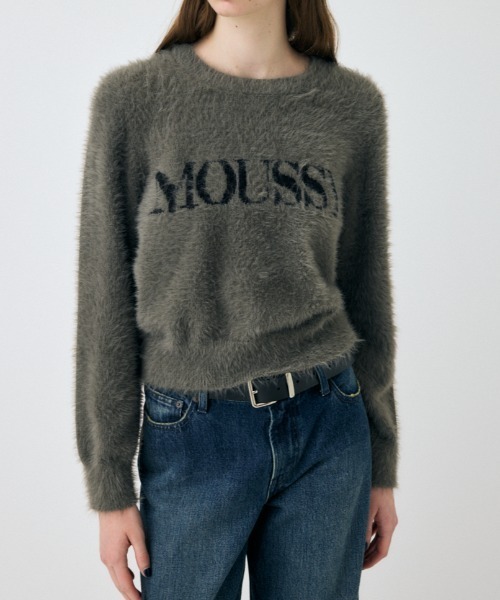 MOUSSY(マウジー)の「【ZOZO・一部店舗限定】SHAGGY MOUSSY LOGO KNIT / シャギーマウジーロゴニット(ニット/セーター・レディース・ブラック/ブラウン/チャコールグレー/アイボリー・FREE)」の3枚目の写真