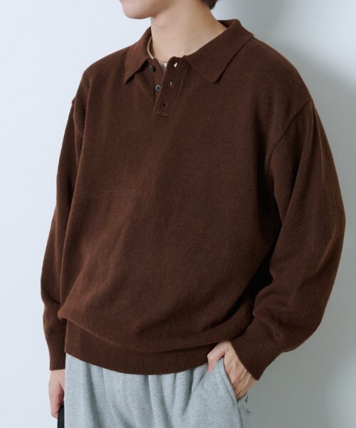 UNISEX】ブラッシュド ヤーン ニットポロシャツ（ニット/セーター