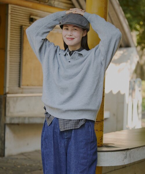UNISEX】ブラッシュド ヤーン ニットポロシャツ（ニット/セーター