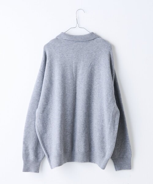 Kastane(カスタネ)の「【UNISEX】ブラッシュド ヤーン ニットポロシャツ(ニット/セーター・レディース・ブラウン/ネイビー/イエロー/グレー・FREE)」の14枚目の写真