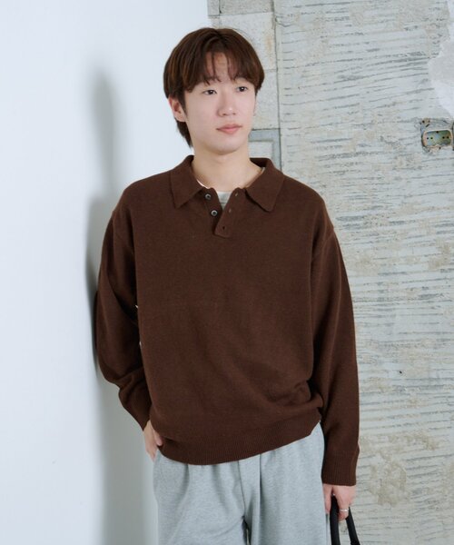UNISEX】ブラッシュド ヤーン ニットポロシャツ（ニット/セーター