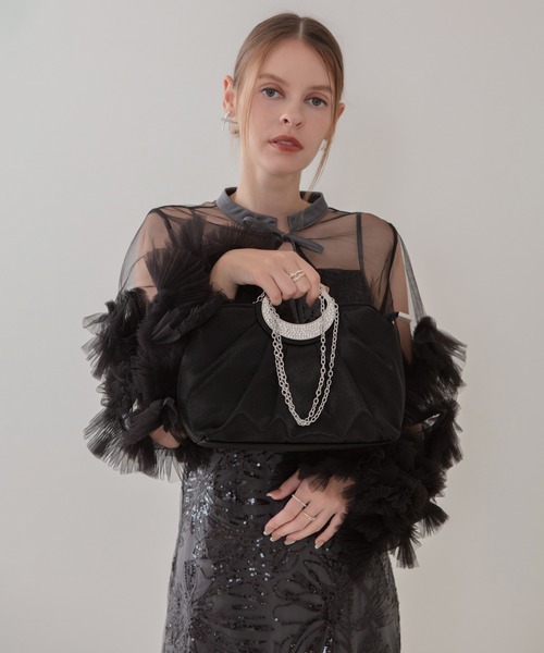 Leja(レジャ)の「【LEJA】サテンプリーツリングハンドル2WAYクラッチバッグ結婚式 パーティー 成人式 二次会 同窓会 お呼ばれ オケージョン 20代 30代(ハンドバッグ・レディース・ベージュ/ブラック・FREE)」の3枚目の写真