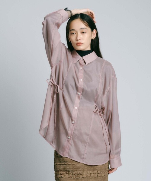 BIANCA(ビアンカ)の「【オンオフ着回し】シアーコードデザインブラウス(シャツ/ブラウス・レディース・ブラウン系その他/ピンク/チャコールグレー・38)」の1枚目の写真